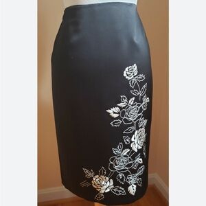 LOFT Classic Black Skirt with gorgeous flowers